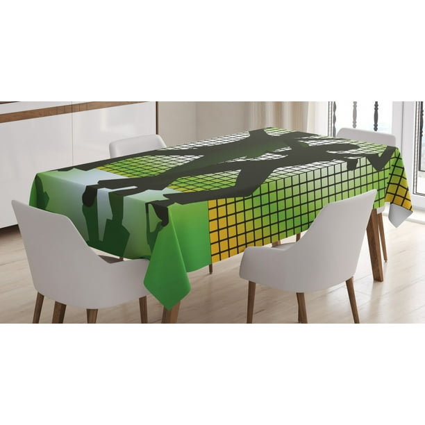 Stars Vintage Pattern Retro Colors Seventies Style Ambesonne Green Tablecloth 60 X 84 Pale Yellow Pale Green Mint Green Dining Room Kitchen Rectangular Table Cover 